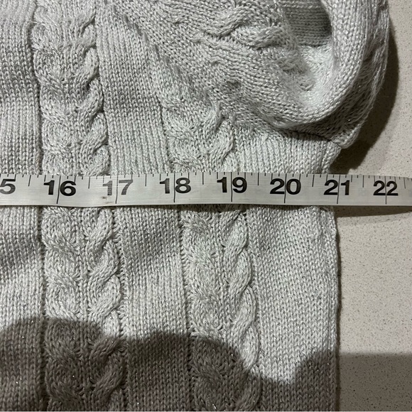 Athleta Crossroads Crew Sweater In Bright White Metallic Cable Knit H - Picture 11 of 12